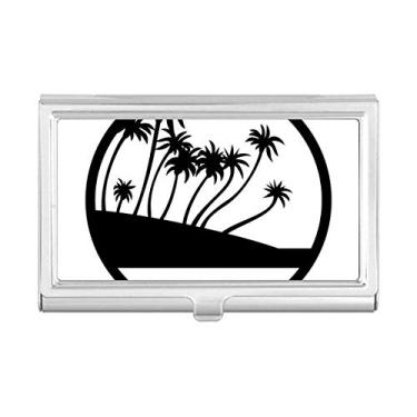 Imagem de Porta-cartões de visita com planta de coqueiro, preto, porta-cartões