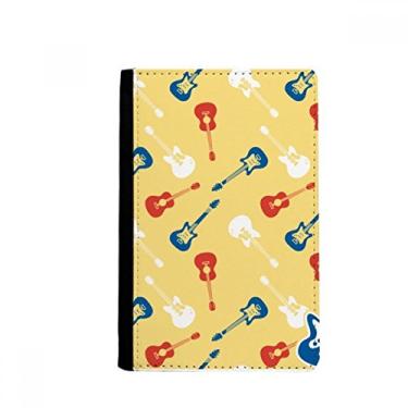 Imagem de Bolsa de cartão com estampa de música de guitarra amarela para passaporte Notecase Burse