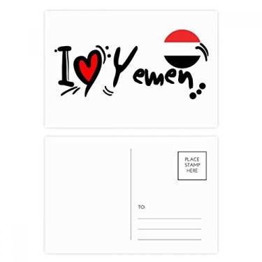 Imagem de I Love Yemen Bandeira de Palavra Amor Coração Ilustração Conjunto Cartão Postal Aniversário Mailing Cartão de Felicitação