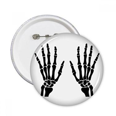 Imagem de Esqueleto osso mão humana padrão preto pinos redondos distintivo decoração roupas 5 peças presente