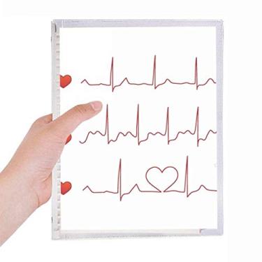 Imagem de Caderno de desenho de coração com eletrocardiograma com folhas soltas e diário recarregável