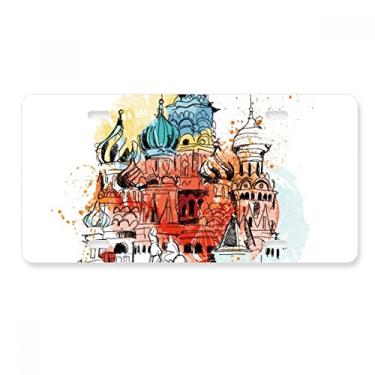 Imagem de DIYthinker Placa de carro da Catedral de São Basílio da Rússia, Moscou, acessório de aço inoxidável para decoração de carro