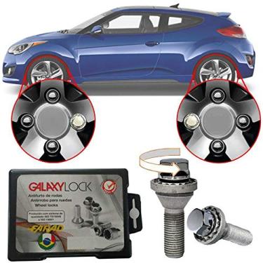 Imagem de Trava Antifurto Anti Roubo de Roda Parafuso Porca Farad Galaxylock Hyundai Veloster 2011 12 13 Com Mais de 10.000 Segredos H1/M