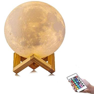 Imagem de Luminária Lua Cheia 3d Abajur touch 18cm 16 Cor Controle Bat