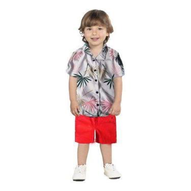 Imagem de Conjunto Infantil Criança Menino Havai Short+Blusa Florida - Anjo Da M