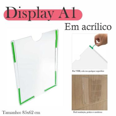 Imagem de Display Parede Quadro Avisos Porta Folhas A1 Acrílico Vert