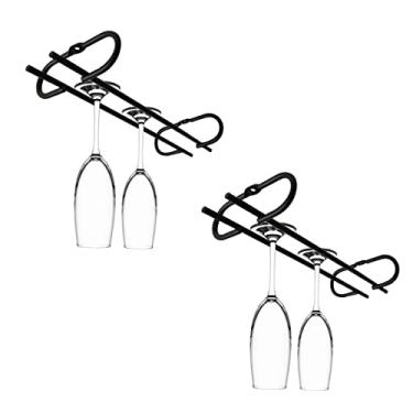 Imagem de Conjunto 2 Porta Taças de Teto 25cm Suporte para Taças Suspenso Reto Preto Fosco