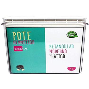 Imagem de Pote Hermético Retangular com Botão para Vedação, 3 Litros, Gedex ECO-729, Transparente