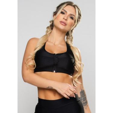 Imagem de Top Zipper Nadador Poliamida Brilhosa Elástico Feminino Fitness MVB Modas-Feminino