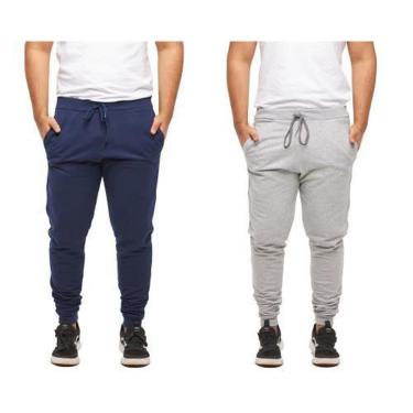 Imagem de Kit 02 Calças Moletom Masculina Jogger Slim Fit Sport-Masculino
