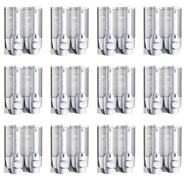Imagem de Dispenser Duplo Kit 12 Unidades Sabonete Liquido Shampoo Alcool em Gel Banheiro Casa Hotel Restaurante Shopping Eficiente Resistente Multiuso