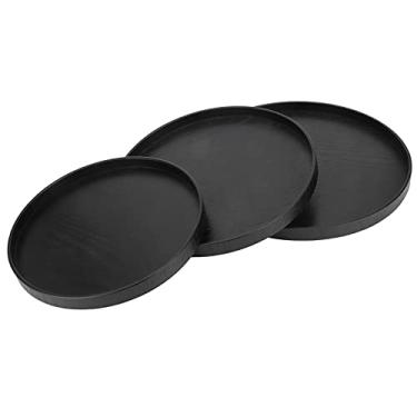 Imagem de Bandeja Redonda de Madeira para Xícara de chá Redonda Originality Fruta Palte Utensílios de Mesa Talheres Acessório de Cozinha, 30 Cm/27 Cm/24 Cm Conjunto de 3 Peças