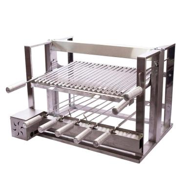 Imagem de Churrasqueira Elevatória Fast Gourmet com Kit Giratório Elétrico, 5 Espetos e Grelha Parrilha EGKG05