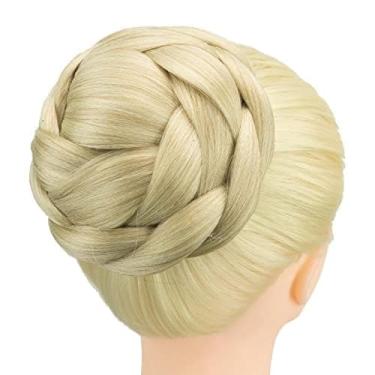 Imagem de IMISSU Capa de cabelo chignon trançada tamanho grande rosquinha apliques de cabelo scrunchie coque peruca updo (M3 Loira Suja)