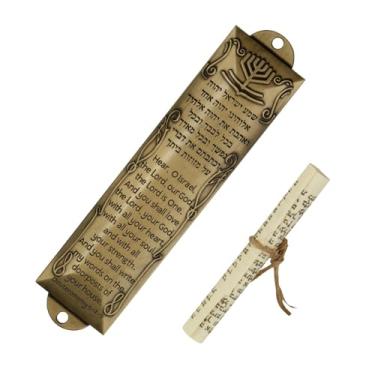 Imagem de YIJU Mezuzá para porta, placa mezuza de metal com rolo sagrado, ornamento antigo, capa mezuzá para casa, parede interna ou externa, a