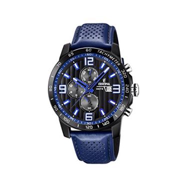 Imagem de Festina 'The Originals Collection' Relógio masculino de quartzo com mostrador preto e pulseira de couro azul F20339/4
