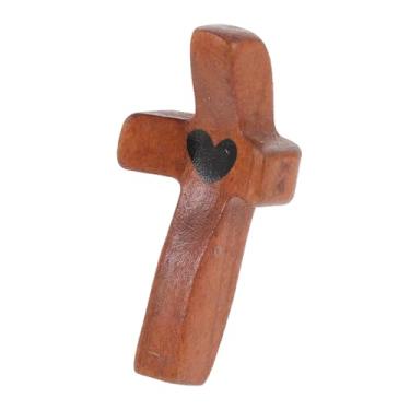Imagem de Ciieeo ornamentos cruzados decoração de presépio decoração de cruz de madeira cruz de madeira adorna cruz de madeira para igreja com base decorar mesa de madeira moldura de madeira
