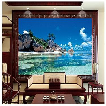 Imagem de TUYIFA Papel de parede mural paisagem 3D paisagem linda ilha paisagem marinha pintura sala de estar sofá sala de jantar quarto TV papel de parede (138 ''x100' '(350x256 cm), figura 12)