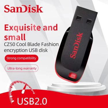 Imagem de Sandisk original pendrive 64gb 2.0 usb flash dirve 16gb 32gb128gbusb memória flash z50 mini usb pen