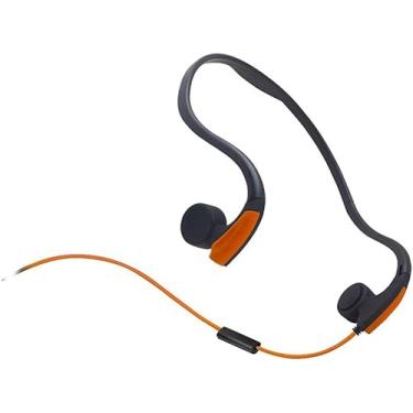Imagem de Fones de ouvido de condução óssea, fones de ouvido externos com fio de orelha aberta, redução de ruído com microfone, para corrida, esportes, fitness, laranja