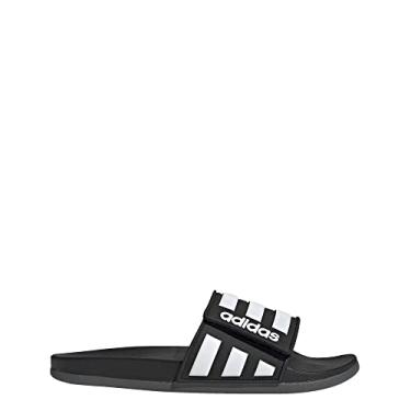 Imagem de adidas Sandálias masculinas Adilette Comfort Slide, Preto/branco/cinza, 11