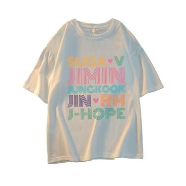 Imagem de Camiseta solta de algodão Suga vs Jimin Jungkook Jin RM J-Hope Merch para fãs de K-Pop, Branco, XXG