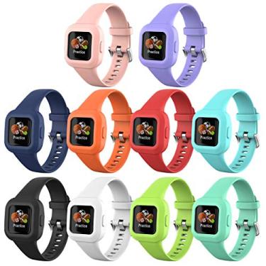 Imagem de Watbro Pulseira esportiva compatível com Garmin Vivofit jr 3/Garmin Fit jr 3, de silicone colorido, ajustável, para crianças, meninos, meninas, homens e mulheres