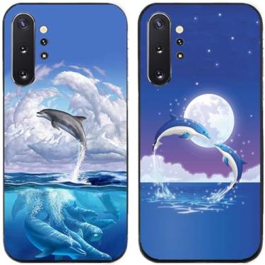 Imagem de 2 peças de capa de telefone traseira de silicone em gel TPU impresso golfinhos para Samsung Galaxy All Series (Galaxy Note 10 Plus/Note 10+)