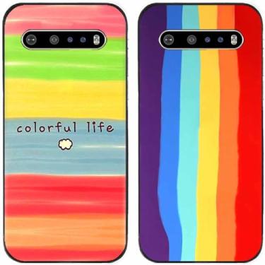 Imagem de 2 peças colorido vida arco-íris impresso TPU gel silicone capa de telefone traseira para LG Series (LG V60 ThinQ)