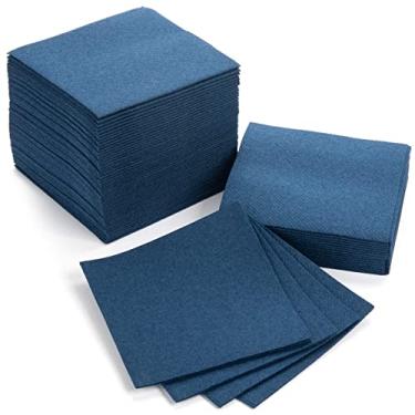Imagem de Guardanapos de coquetel AMERICAN HOMESTEAD azul-marinho – Guardanapos descartáveis premium de 12 x 12 cm – Serviettes quadrados de bar de festa a granel para casamentos, festas, eventos e uso diário -