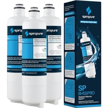 Imagem de SpiroPure Filtro de água de geladeira certificado pela NSF SP-BH55PRO Substituição compatível para Bosch Ultra Clarity Pro BORPLFTR50 BORPLFTR55 11032531 RA450022 REPLFLTR55 (pacote com 3)