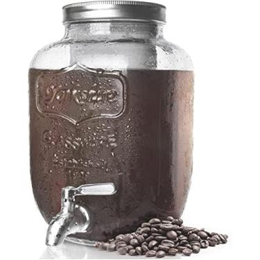 Imagem de Palais Essentials Cafeteira Cold Brew de 1 galão com jarra de vidro espesso e filtro de malha de aço inoxidável e torneira - cafeteira gelada premium, jarra de cerveja fria e infusor de chá