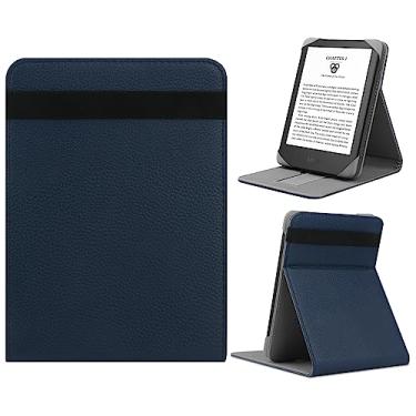 Imagem de LIUDENWIN Capa universal para Kobo Clara HD/Kobo Clara 2E/Kobo Nia/Pocketbook Basic 4/Touch Lux 5 Capa de suporte de couro compatível com bolso de 15 cm/leitor de e-book Tolino, azul