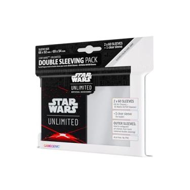 Imagem de Pacote de mangas duplas Star Wars Unlimited Space Red - Conjunto oficialmente licenciado de 60 capas artísticas + 60 mangas externas foscas + 1 manga transparente, otimizado para TCGs e LCGs, feito