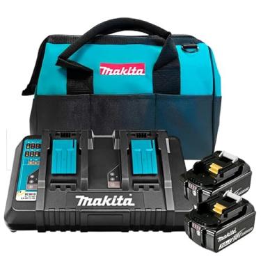 Imagem de Kit de Energia com 2 Baterias 18V 3Ah BL1830B, Carregador Duplo DC18RD 220V e Bolsa Makita KITMAKDC18RD220
