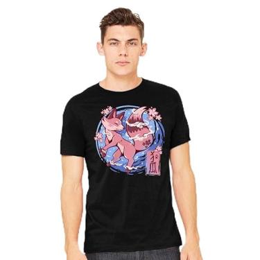 Imagem de TeeFury - Sky Flower Fox - Camiseta masculina animal,, Carvão, 3G