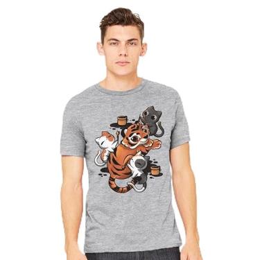 Imagem de TeeFury - Tatuagem de tigre - camiseta masculina, animal, gato, Cinza mesclado, GG