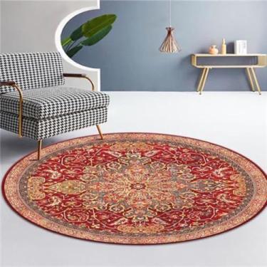 Imagem de Decoração da sala de estar tapete redondo tapetes de grande área para o quarto casa cadeira de balanço tapete lavável lounge, i, 100x100cm