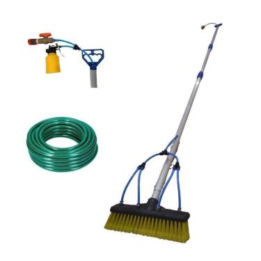 Imagem de Vassoura Para Lavar Placa Solar 6M Mangueira 20M E Kit Sabão