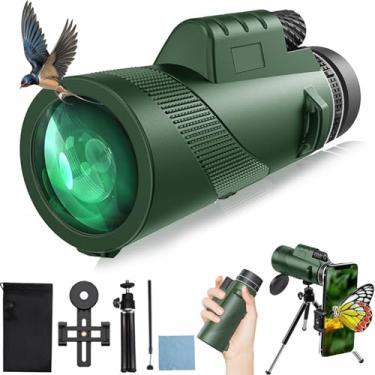 Imagem de tigeberst Telescópio monocular, monóculos para adultos, prisma BAK-4 e monóculo FMC de alta potência para smartphone, KHD45