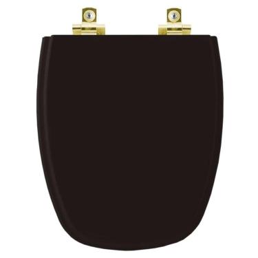 Imagem de Assento Sanitário Soft Close Monte Carlo Ébano (Preto) para vaso Deca com Ferragem Dourada
