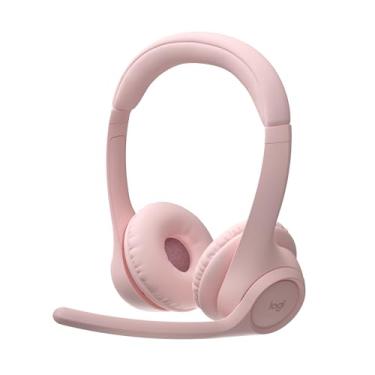 Imagem de Headset Sem Fio Logitech Zone 300 Com Microfone Flip-to-Mute com Cancelamento de Ruído, Conexão Bluetooth, Bateria Recarregável via USB-C e Almofadas Confortáveis - Rosa