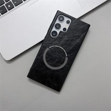 Imagem de Capa de couro com carregamento sem fio magnético para Samsung S24 S23 Plus FE S21 S22 Ultra A55 A35 A25, capa traseira preta para Galaxy S21Ultra