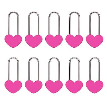 Imagem de VeYocilk 10 peças de cadeado de coração com cadeado de coração com cadeado de coração de 8,88 cm e 50 mm, vermelho rosa para namorados, casamento, dia dos namorados, aniversário, viagem (sem chave)