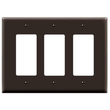 Imagem de ENERLITES Capa de interruptor de decoração tripla, placa de parede de tomada de três bandas, acabamento brilhante, tamanho médio de 3 entradas 12,4 cm x 17,2 cm, termoplástico de policarbonato