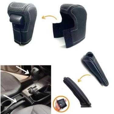 Imagem de Capa Couro Manopla Câmbio Automático E Alavanca Freio de Mão Mitsubish