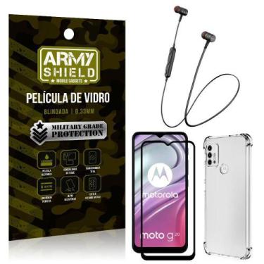 Imagem de Fone Bluetooth Hs615 Moto G20+Capinha Anti Shock+Película 3D - Armyshi