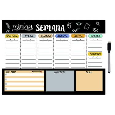 Imagem de Quadro Planejador de Metal Semanal 29x40cm + Caneta - Ideal Planners
