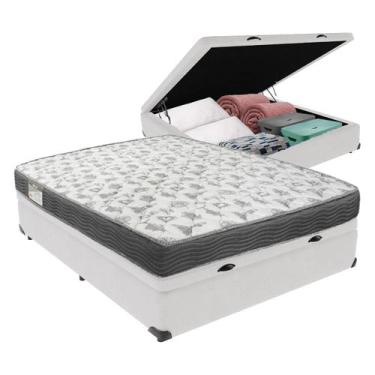 Imagem de Cama Box Baú Viúvo Branco e Colchão ISO 100 D33 Ortobom