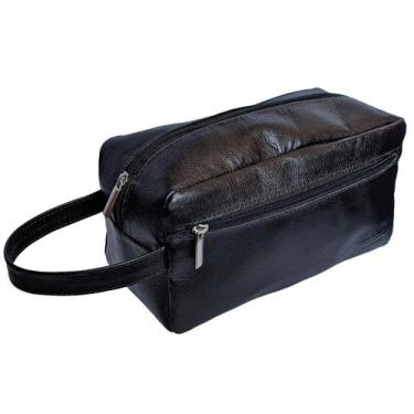 Imagem de Necessaire Feminina Estojo Viagem Maquiagem Grande Em Couro - Art Mina